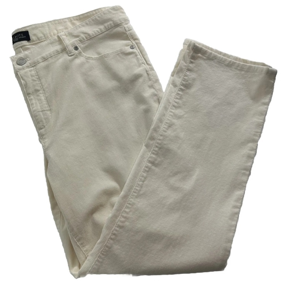Talbots Womens Pants Size 16 Petite Ivory Corduroy Flawless Five-Pocket Straight